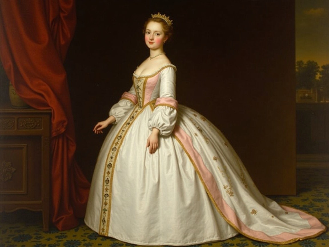 Woman in Elegant Historical Gown with Tiara