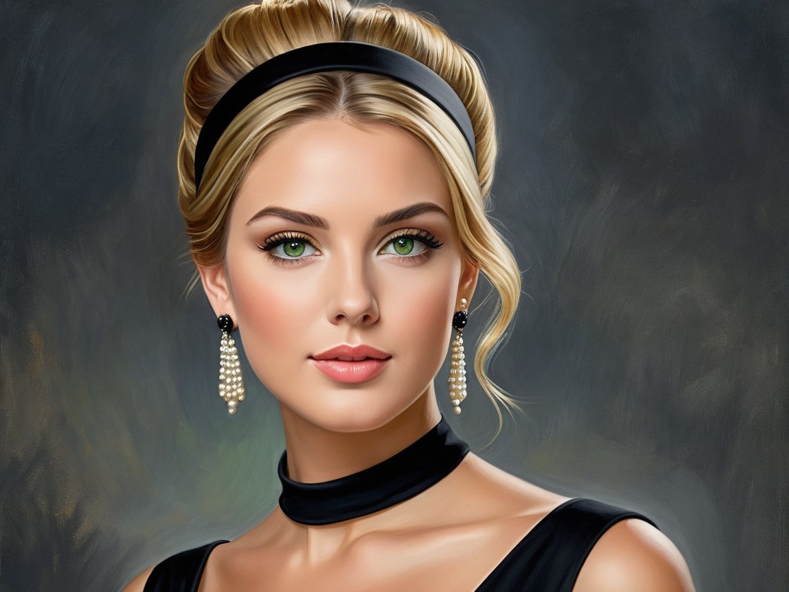 Portrait of a Young Woman with Green Eyes and Blonde Hair
