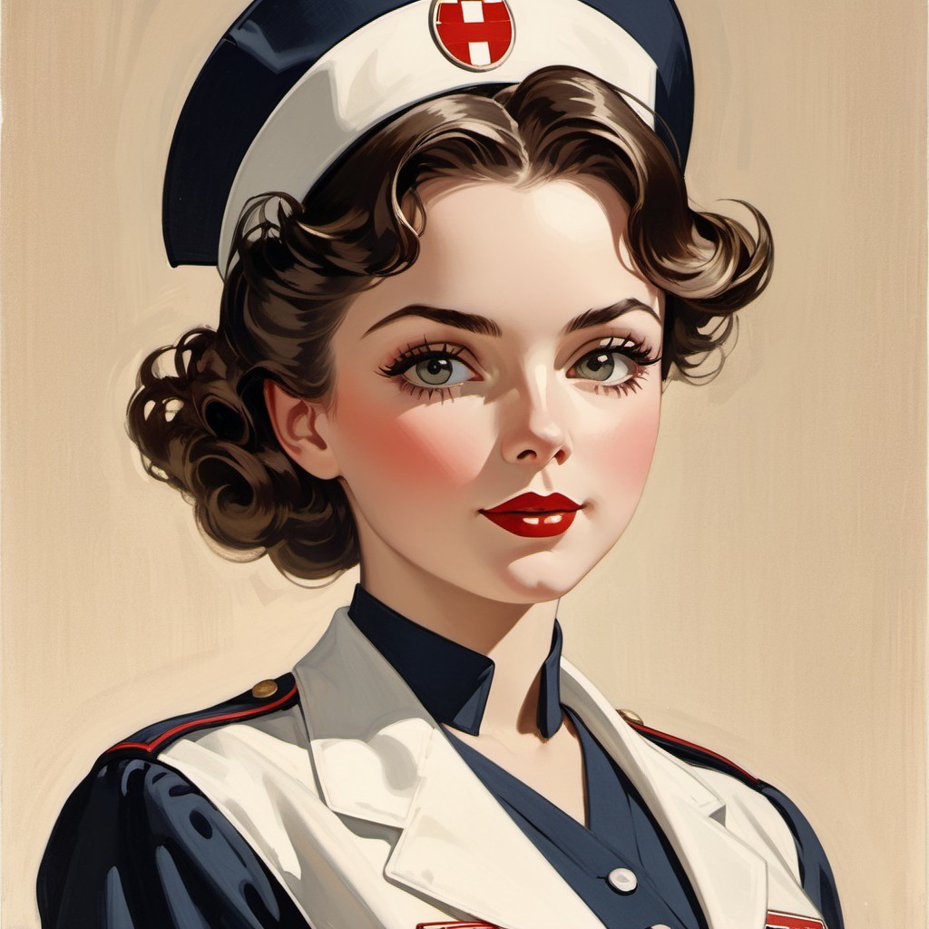 Vintage Nurse's Uniform with Red Cross Emblem