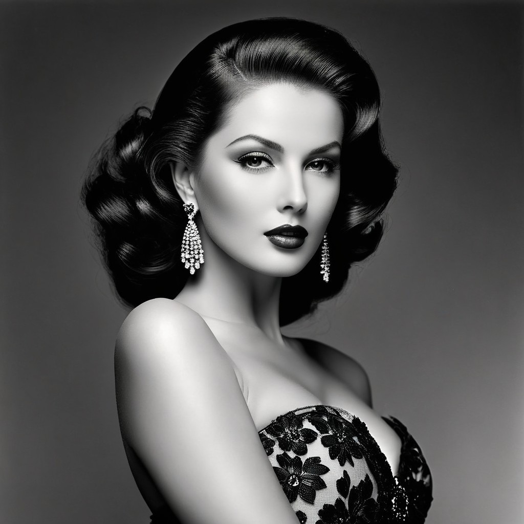Elegant Vintage Glam Woman with Floral Patterns