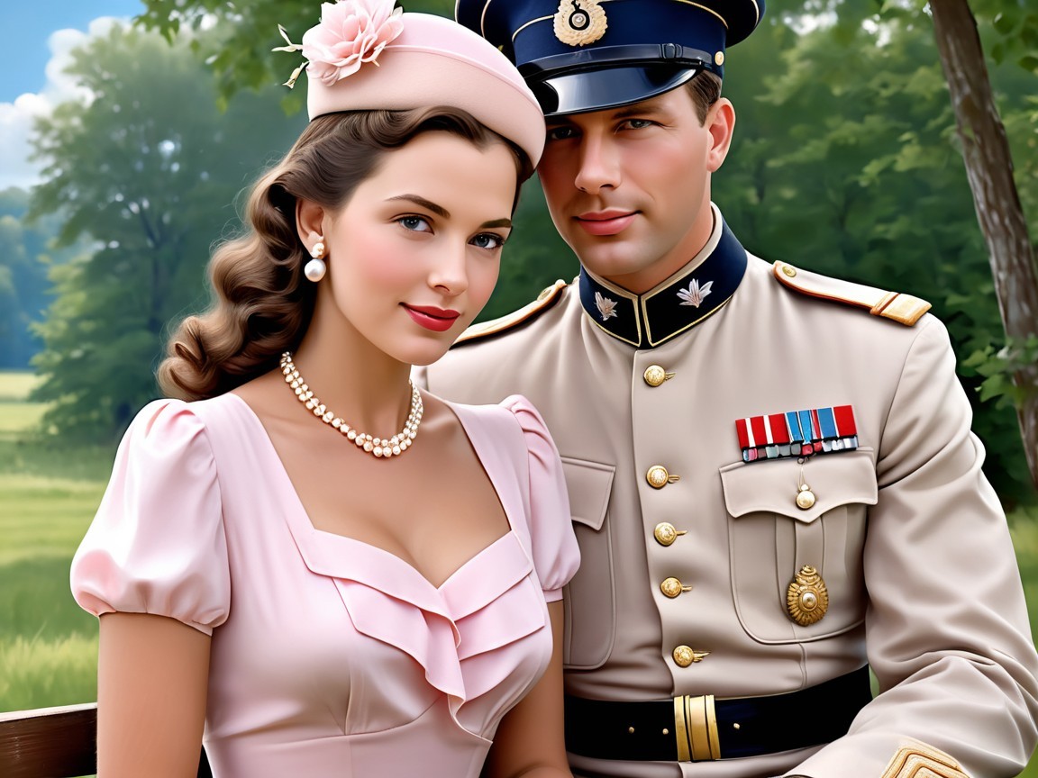 Stylish Couple in Vintage Attire Outdoors