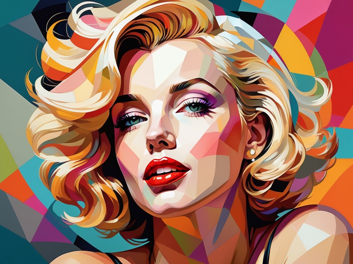 Abstract Portrait of a Woman in Pop Art Style