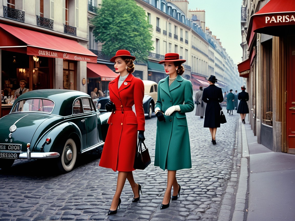 Elegant Women in Parisian Street Fashion Scene