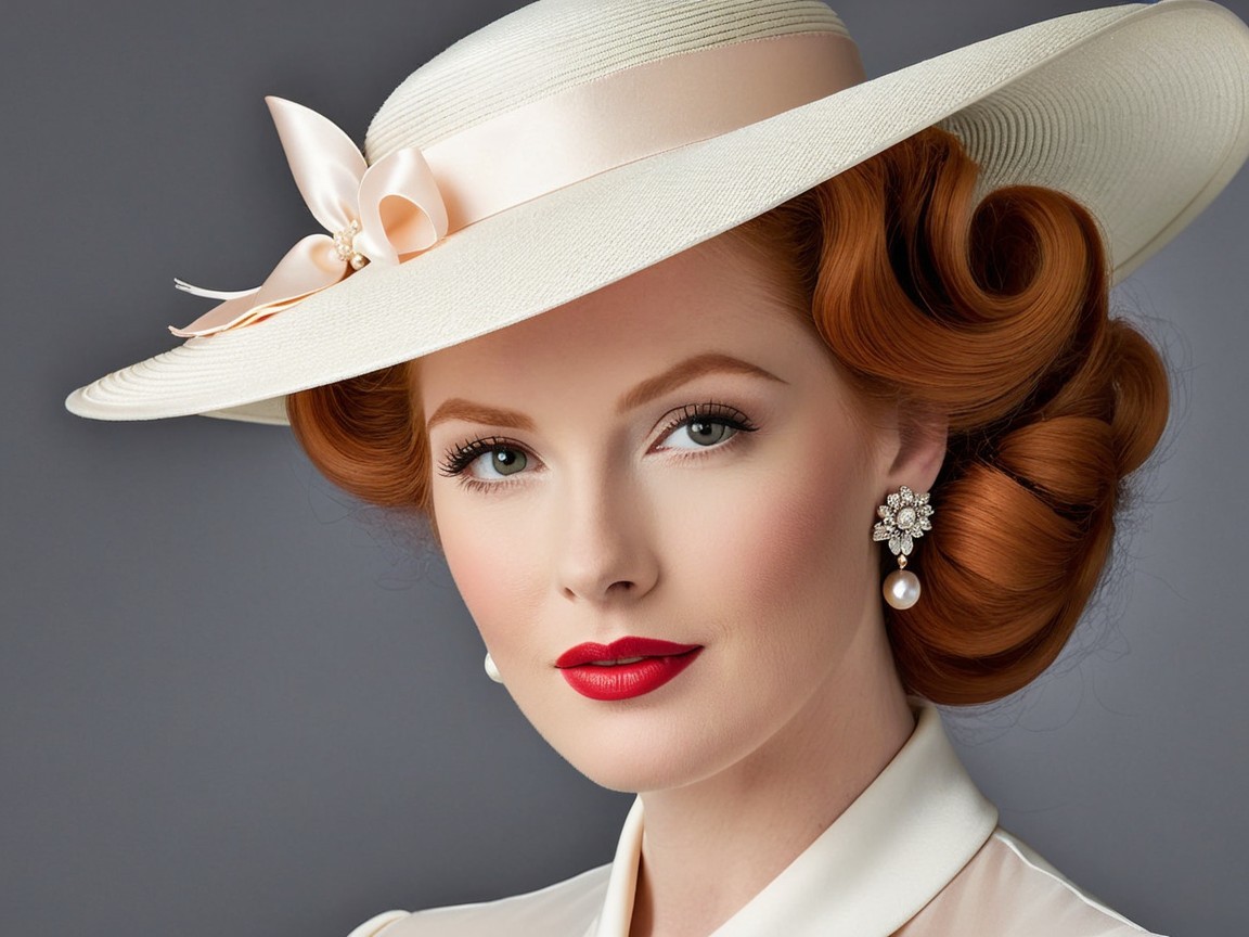 Glamorous Woman with Red Hair and Elegant Accessories