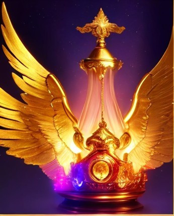 Ornate Golden Trophy with Majestic Wings and Glow