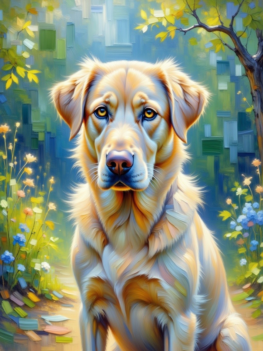 Golden Retriever Portrait with Nature Background