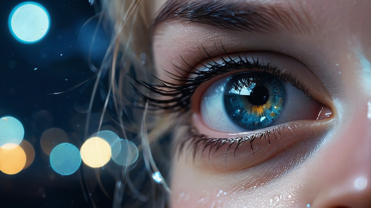Close-Up of an Eye with Blue and Golden Iris Details