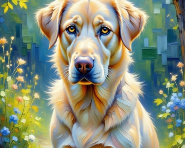 Golden Retriever Portrait with Nature Background