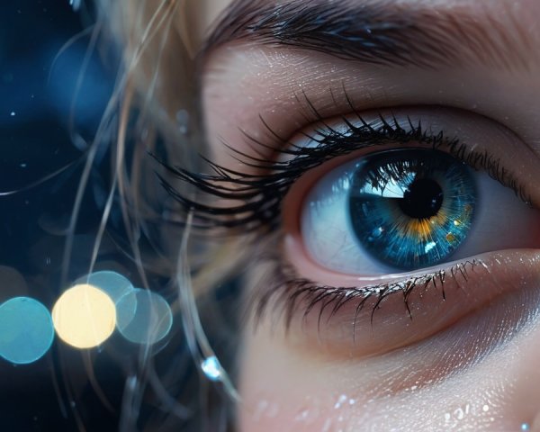 Close-Up of an Eye with Blue and Golden Iris Details