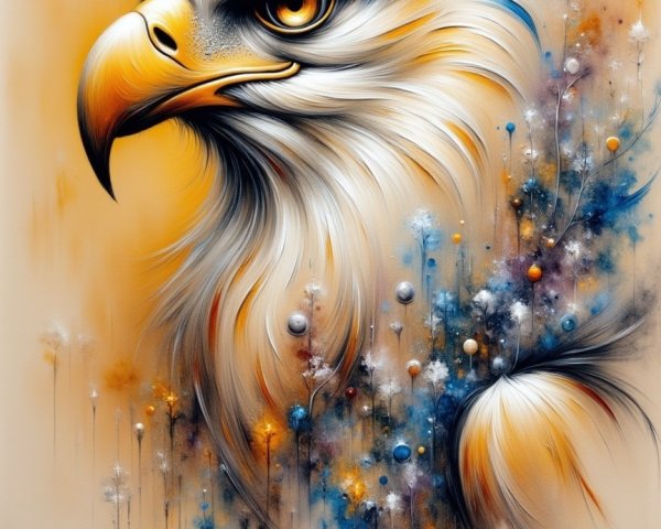 Majestic Eagle with Detailed Feathers and Abstract Background