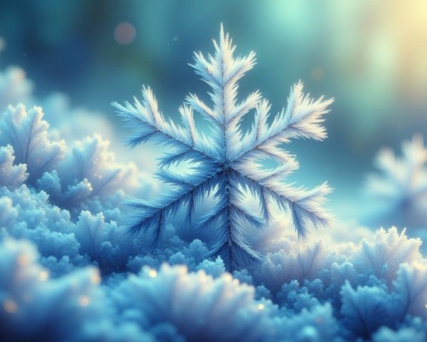 Macro Shot of a Snowflake with Ice Crystals