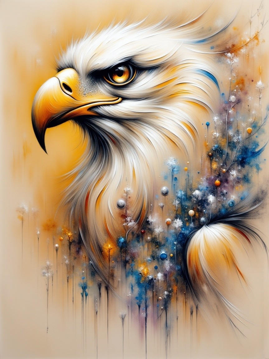 Majestic Eagle with Detailed Feathers and Abstract Background