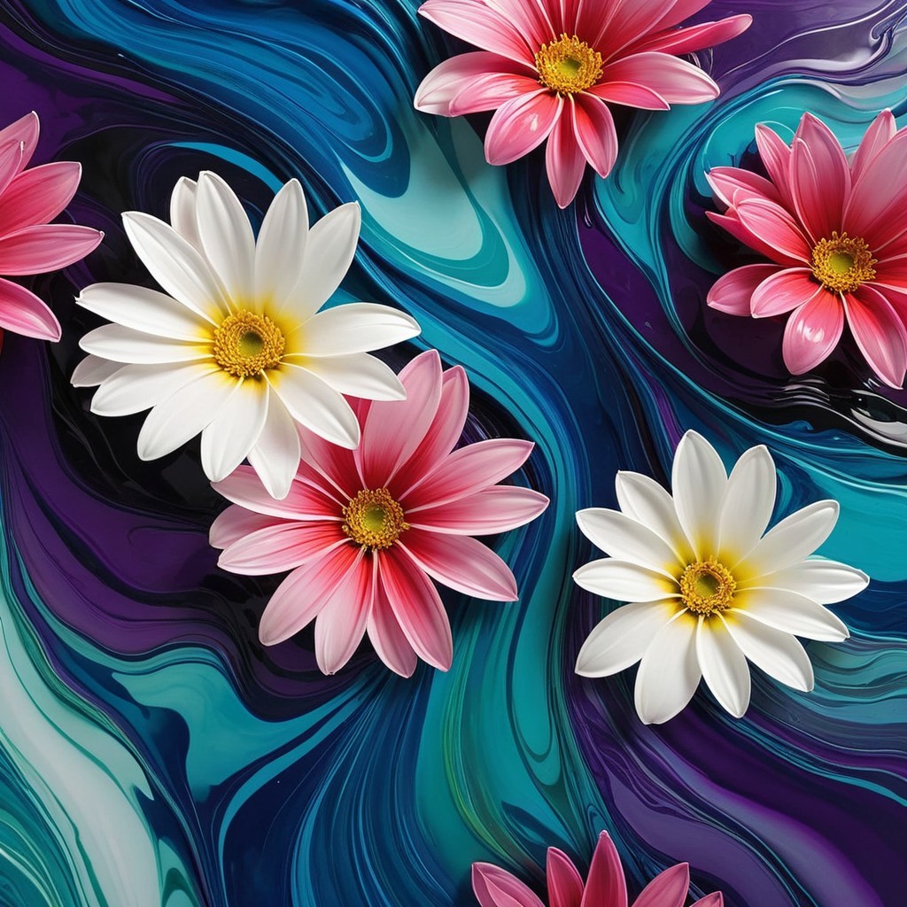 Vibrant Floral Composition with Colorful Background