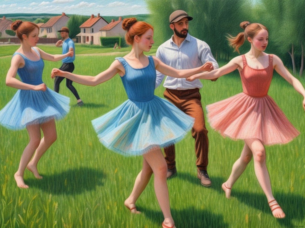 Ballet Performance in a Serene Green Field