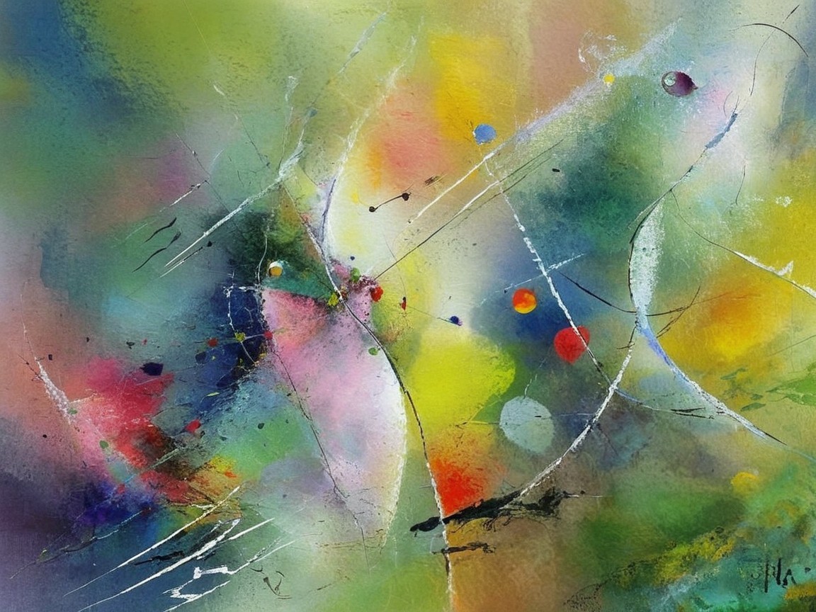 Abstract Watercolor with Vibrant Colors and Movement