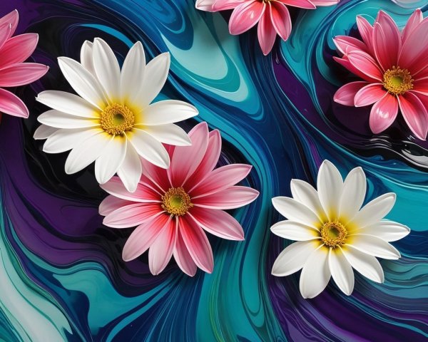 Vibrant Floral Composition with Colorful Background