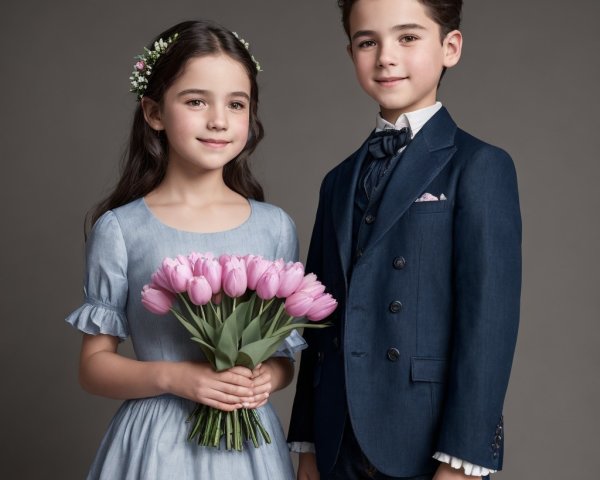 Classic Portrait of Children in Formal Attire
