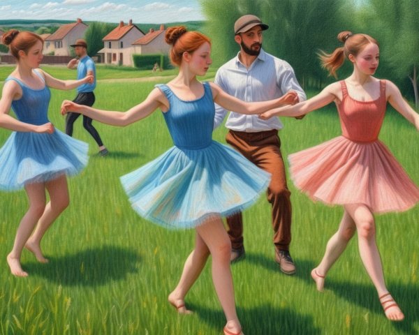 Ballet Performance in a Serene Green Field