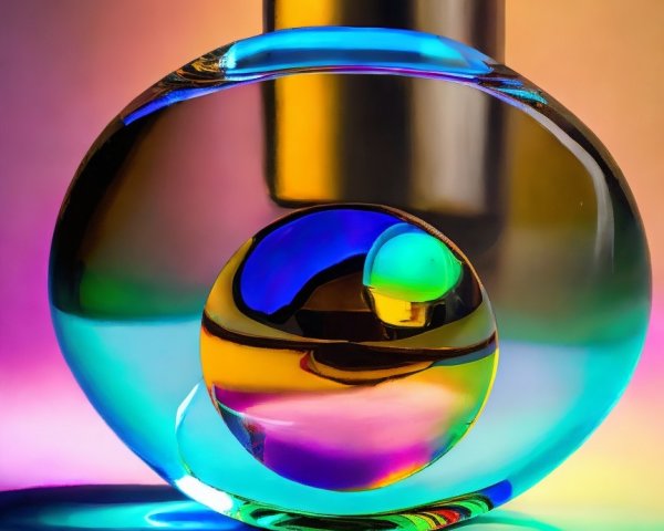 Glass Sculpture with Vibrant Gradient and Light Play