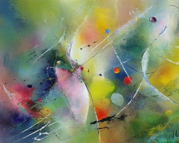 Abstract Watercolor with Vibrant Colors and Movement