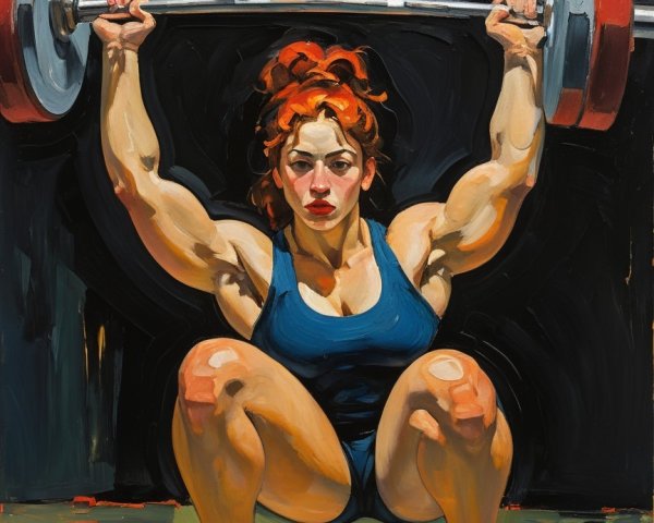 Athletic Woman Weightlifting in Dark Background