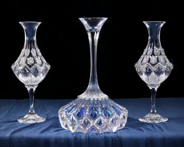 Elegant Crystal Glassware Arrangement on Dark Background