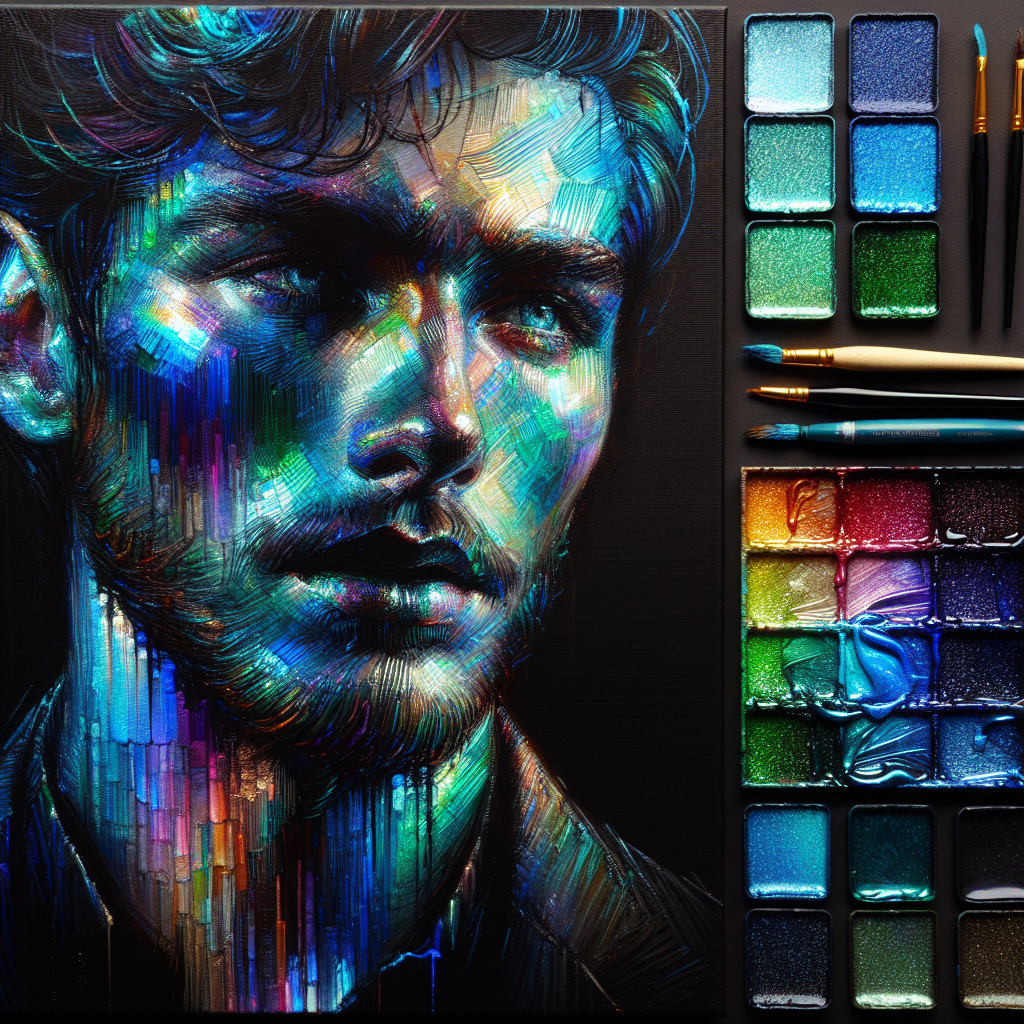 Abstract Portrait of a Young Man in Vibrant Colors