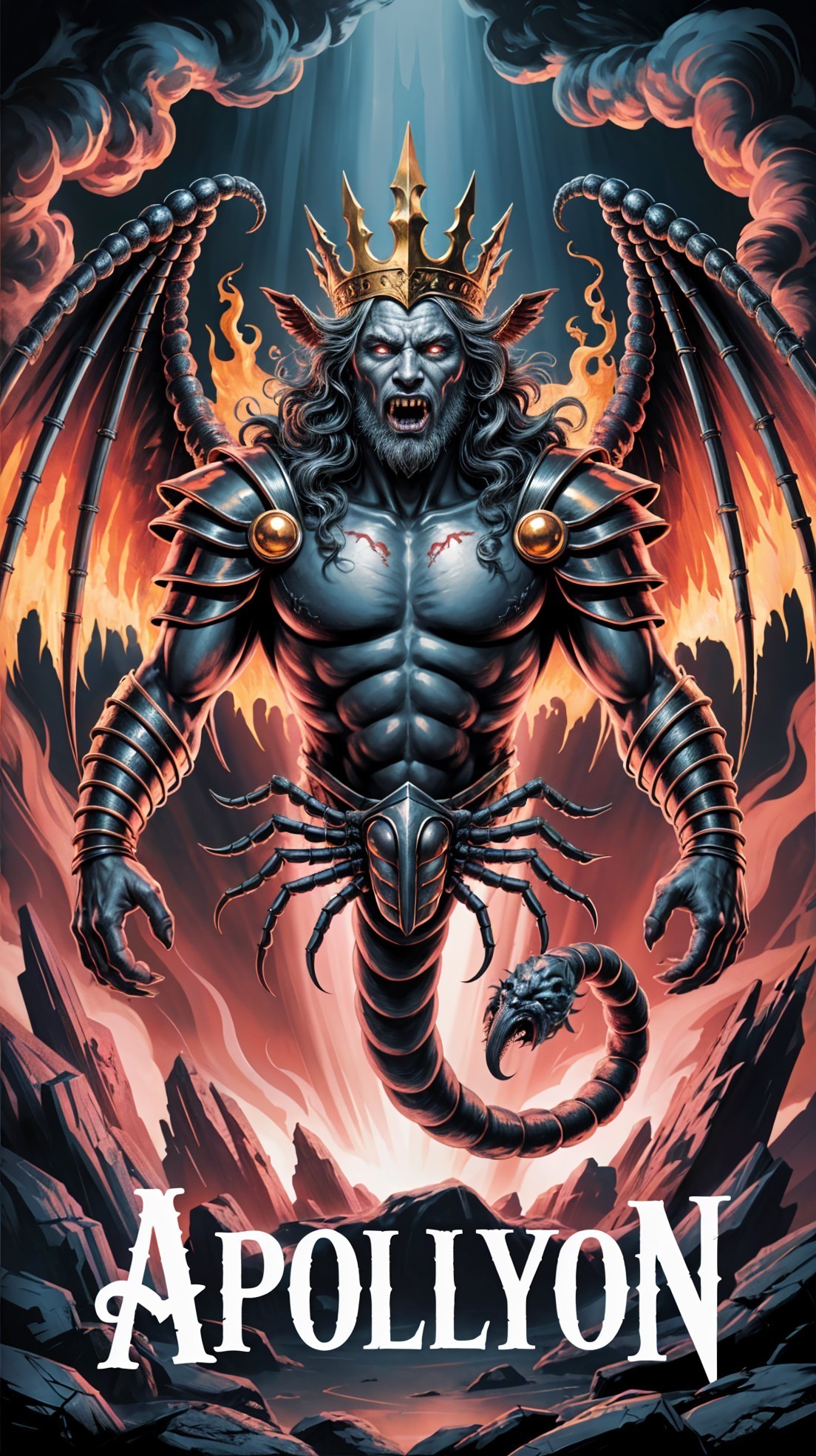 Muscular Creature with Lion Face and Bat Wings