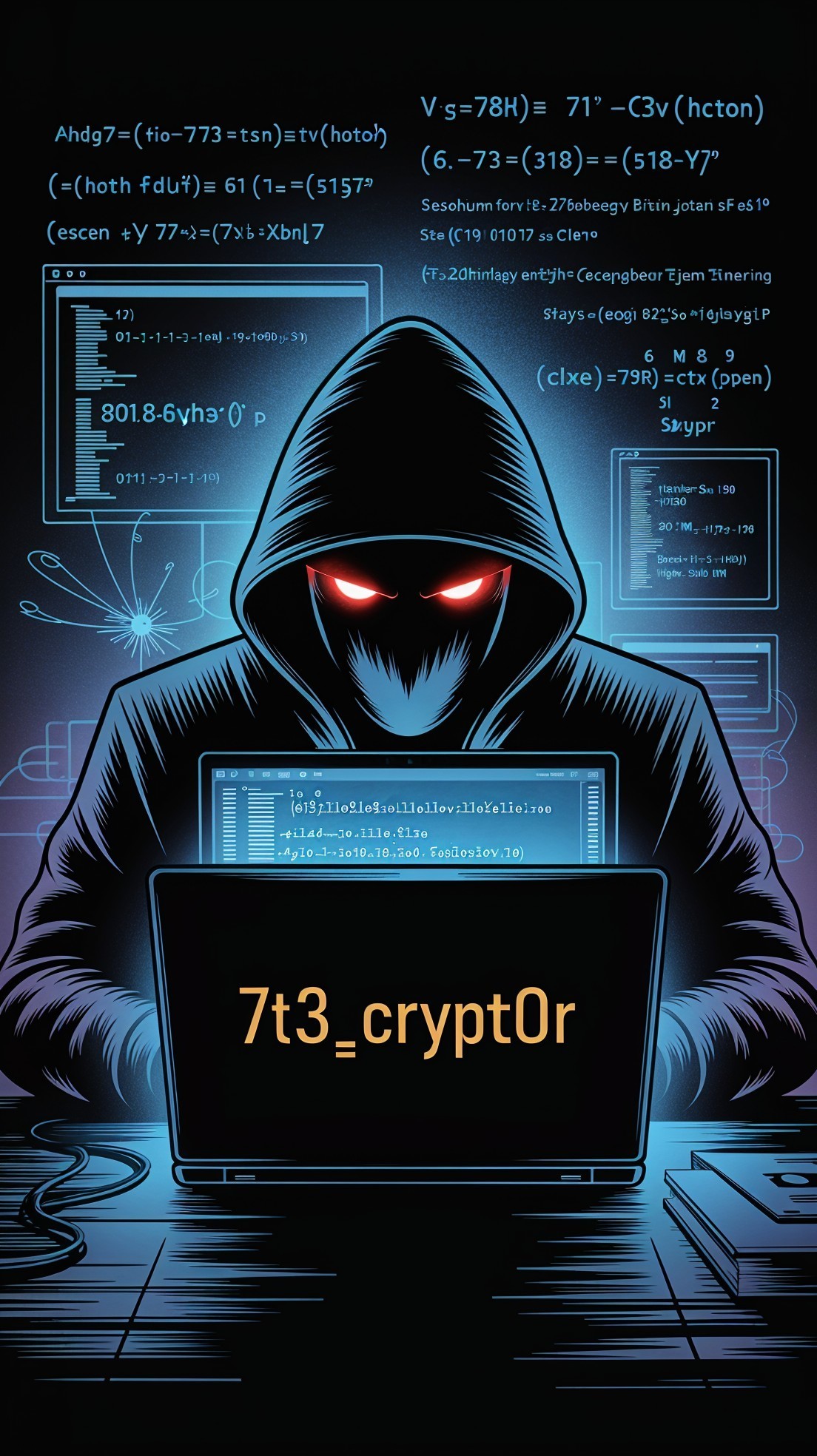 Mysterious Figure in Dark Hoodie at Computer Screens