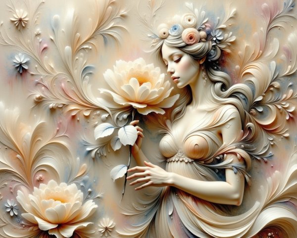 Ethereal Digital Painting of a Contemplative Woman