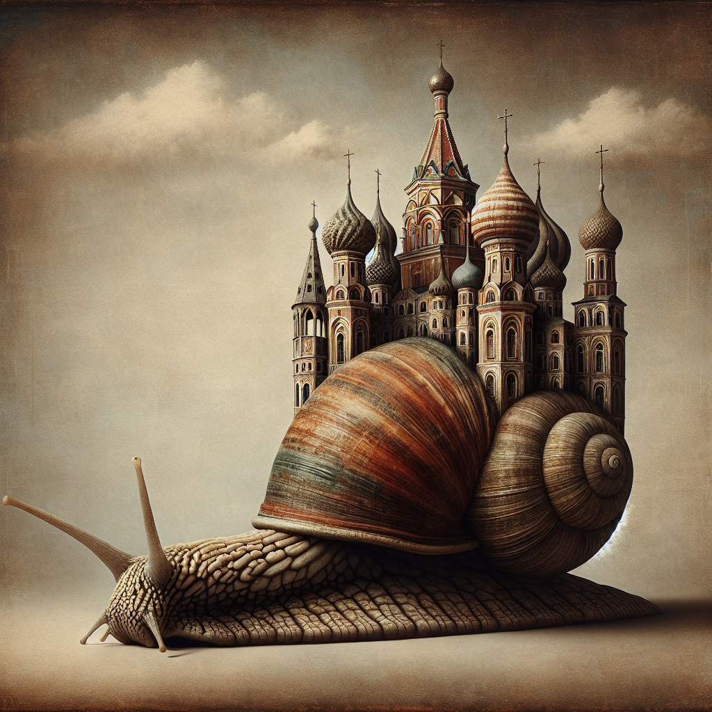 Textured Oil Painting of Snail with Cathedral Shell