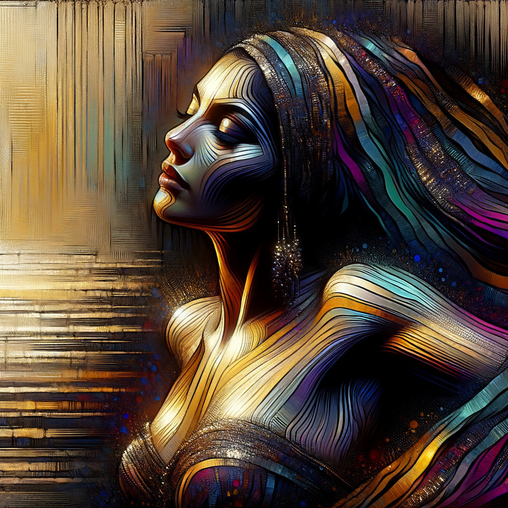 Abstract Profile of a Woman with Glowing Features