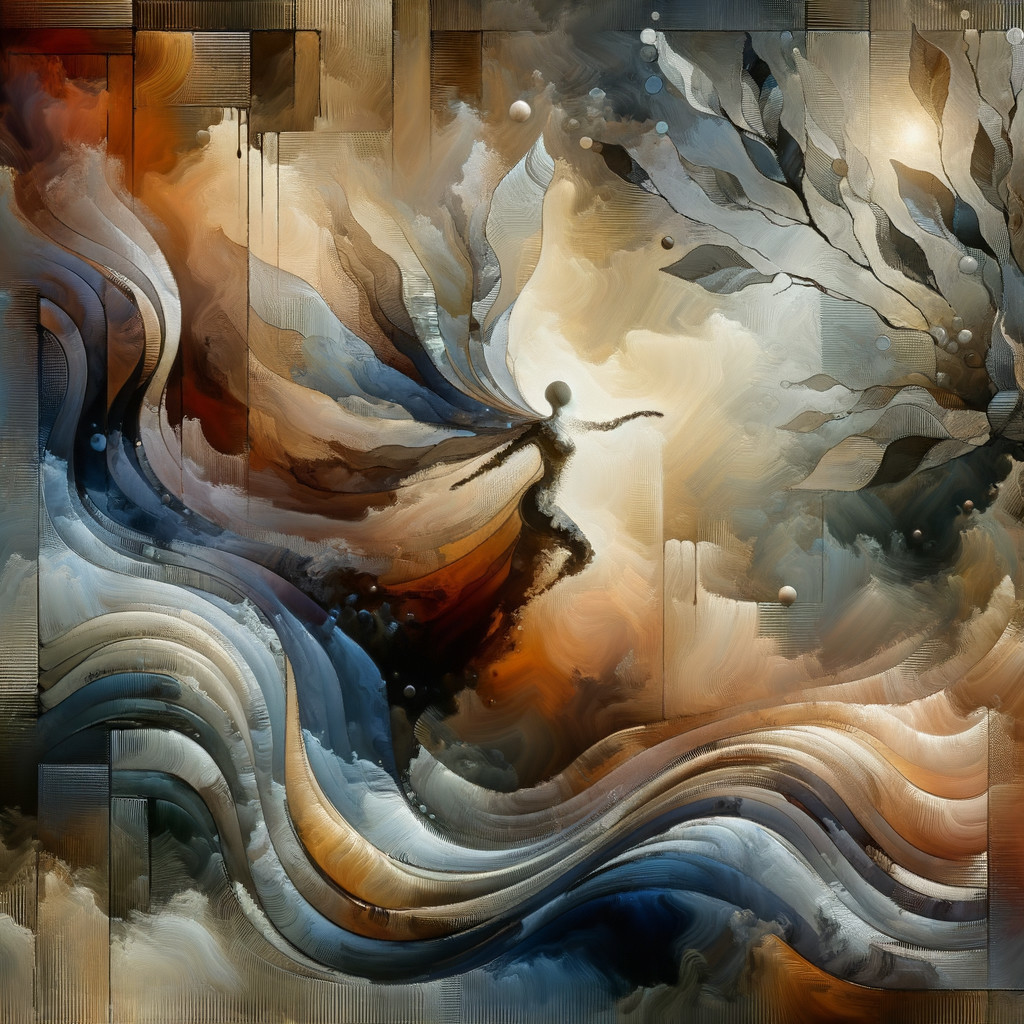 Abstract Artwork of a Dancing Figure in Color Waves
