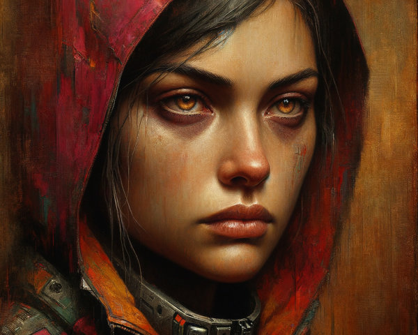 Portrait of a Young Woman in a Pink Hoodie