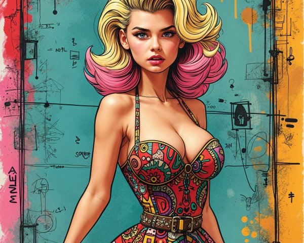 Glamorous Woman in Colorful Dress with Styled Hair