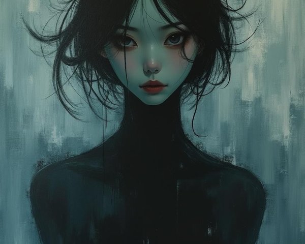 Haunting Female Figure with Ethereal Expression