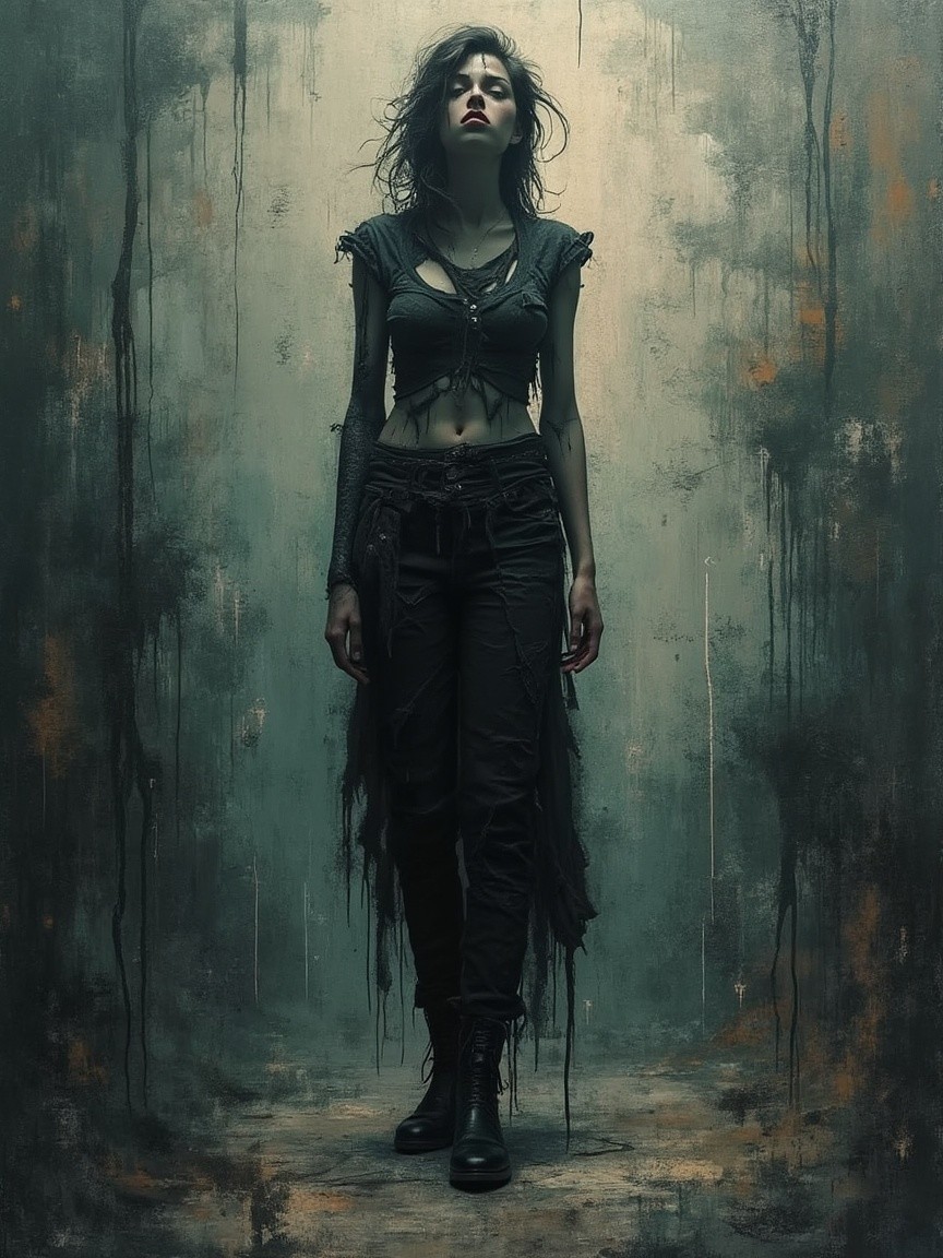 Enigmatic Figure in Dark Textured Setting