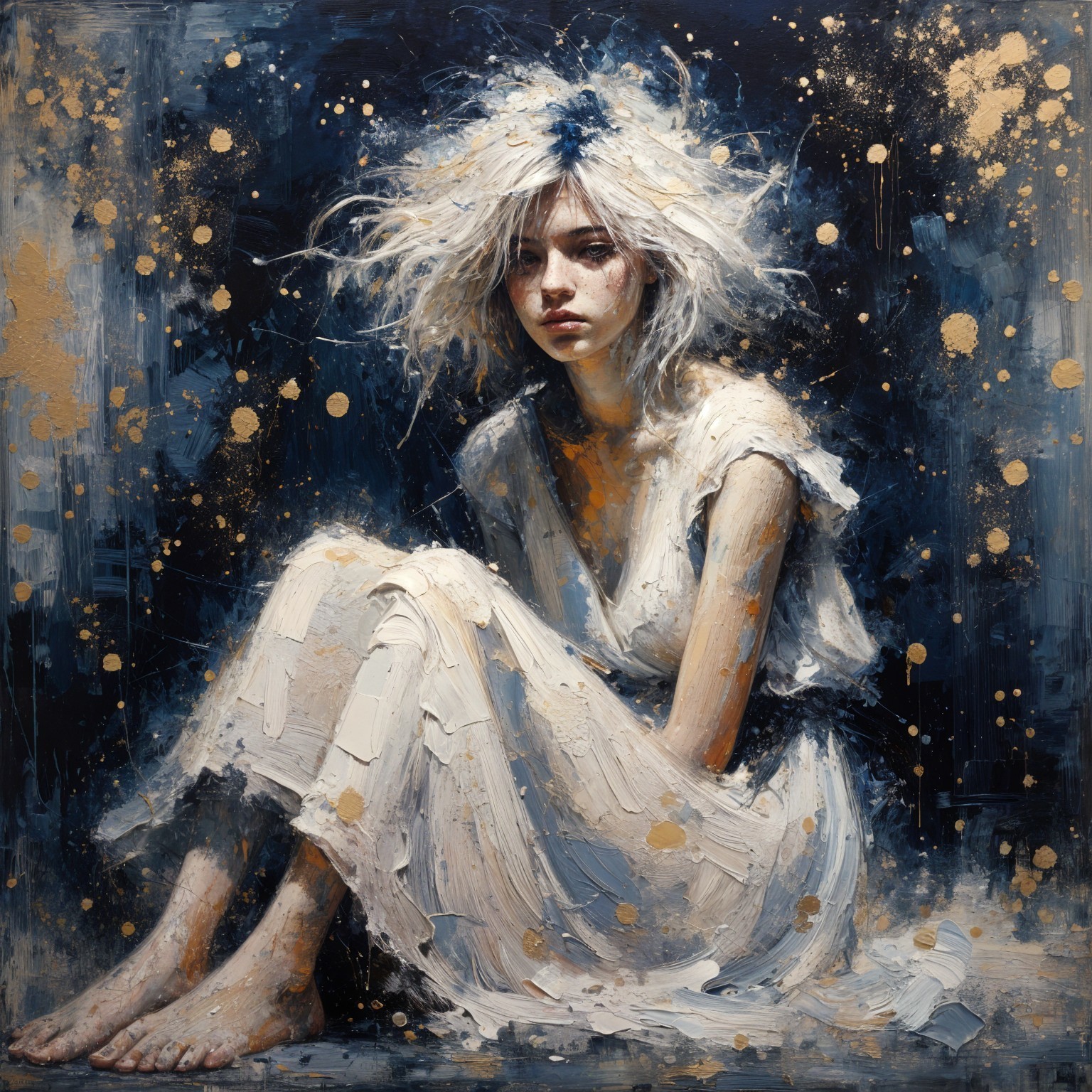 Contemplative Young Woman in Ethereal Setting