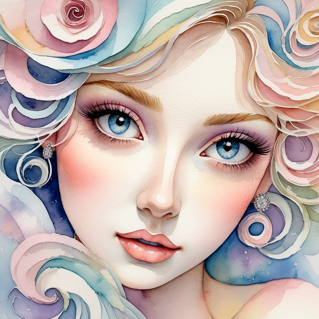 Ethereal Portrait of a Young Woman with Pastel Hair