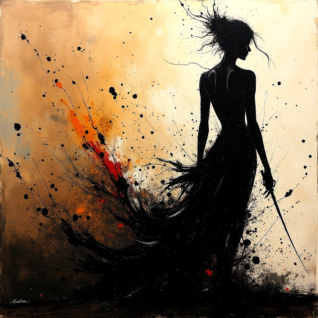 Elegant Silhouette of a Woman in Vibrant Colors