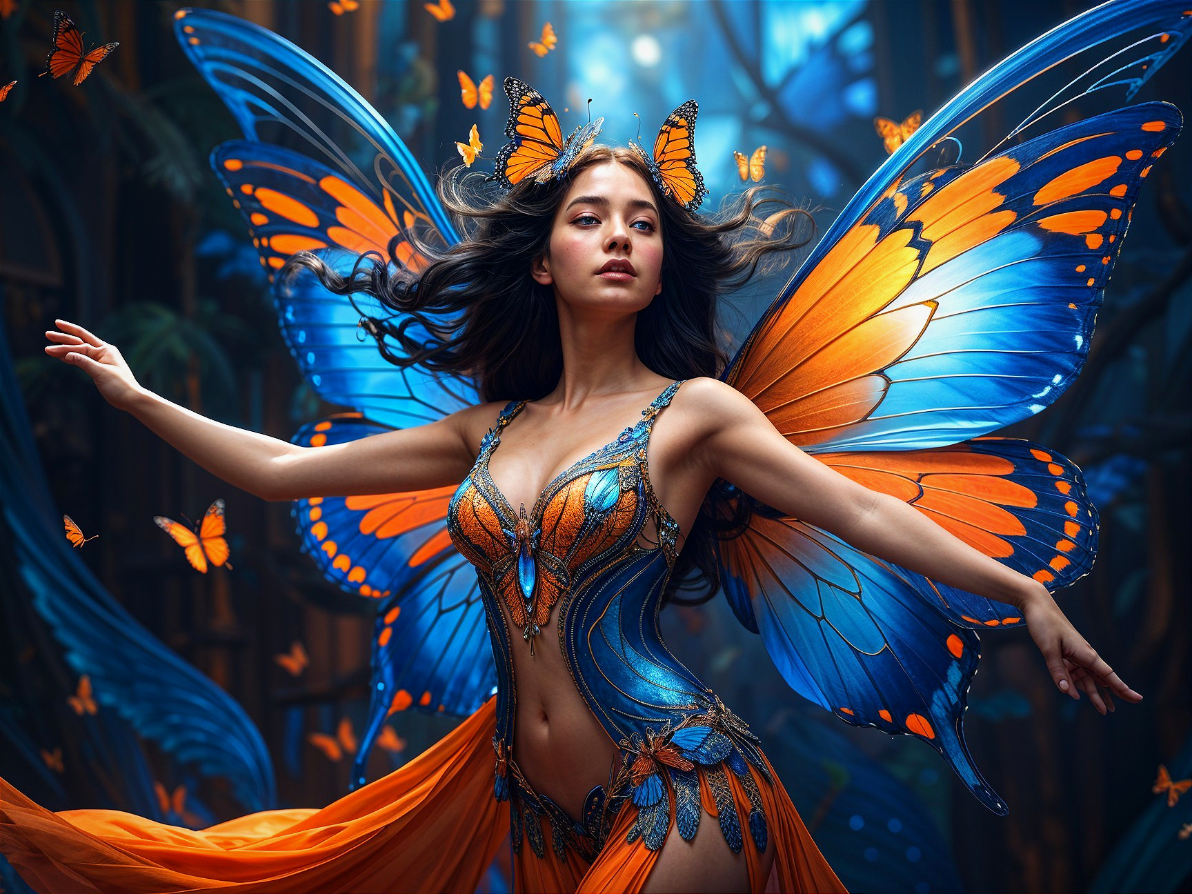 Butterfly Spirit with Vibrant Wings in Enchanted Setting