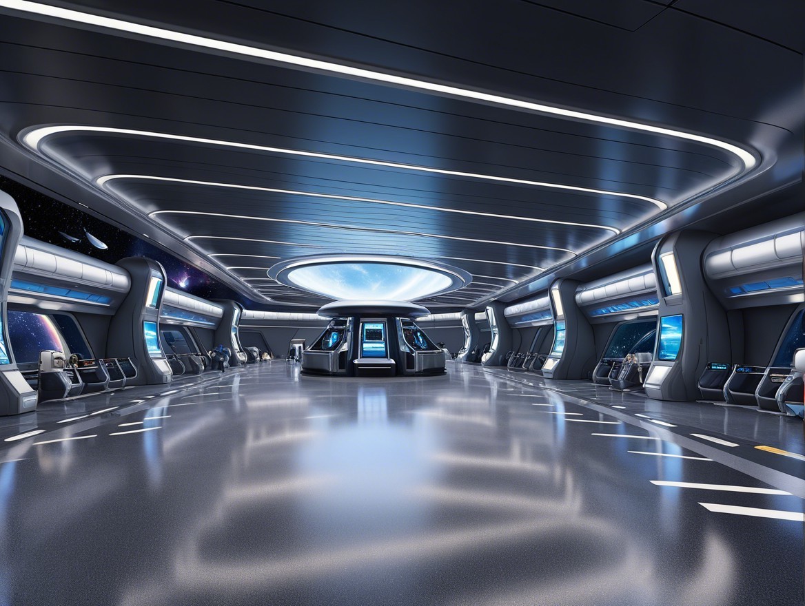Futuristic Space Station Interior with High-Tech Features