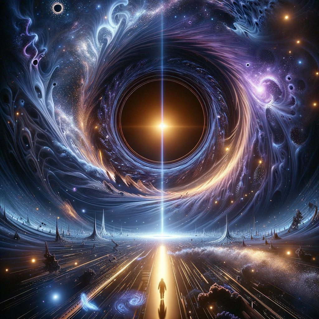 Cosmic Scene with Black Hole and Surrounding Galaxies