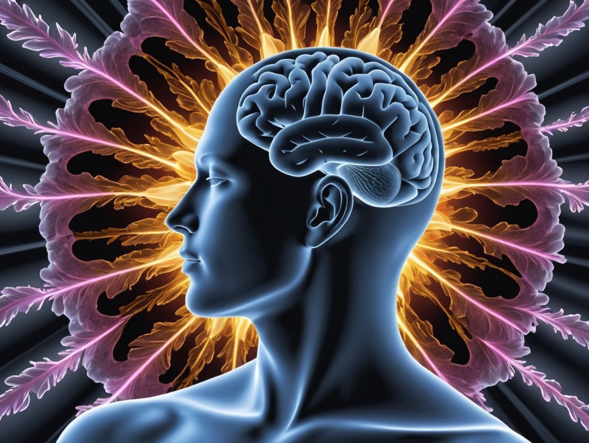 Stylized Human Head Profile with Colorful Brain Design