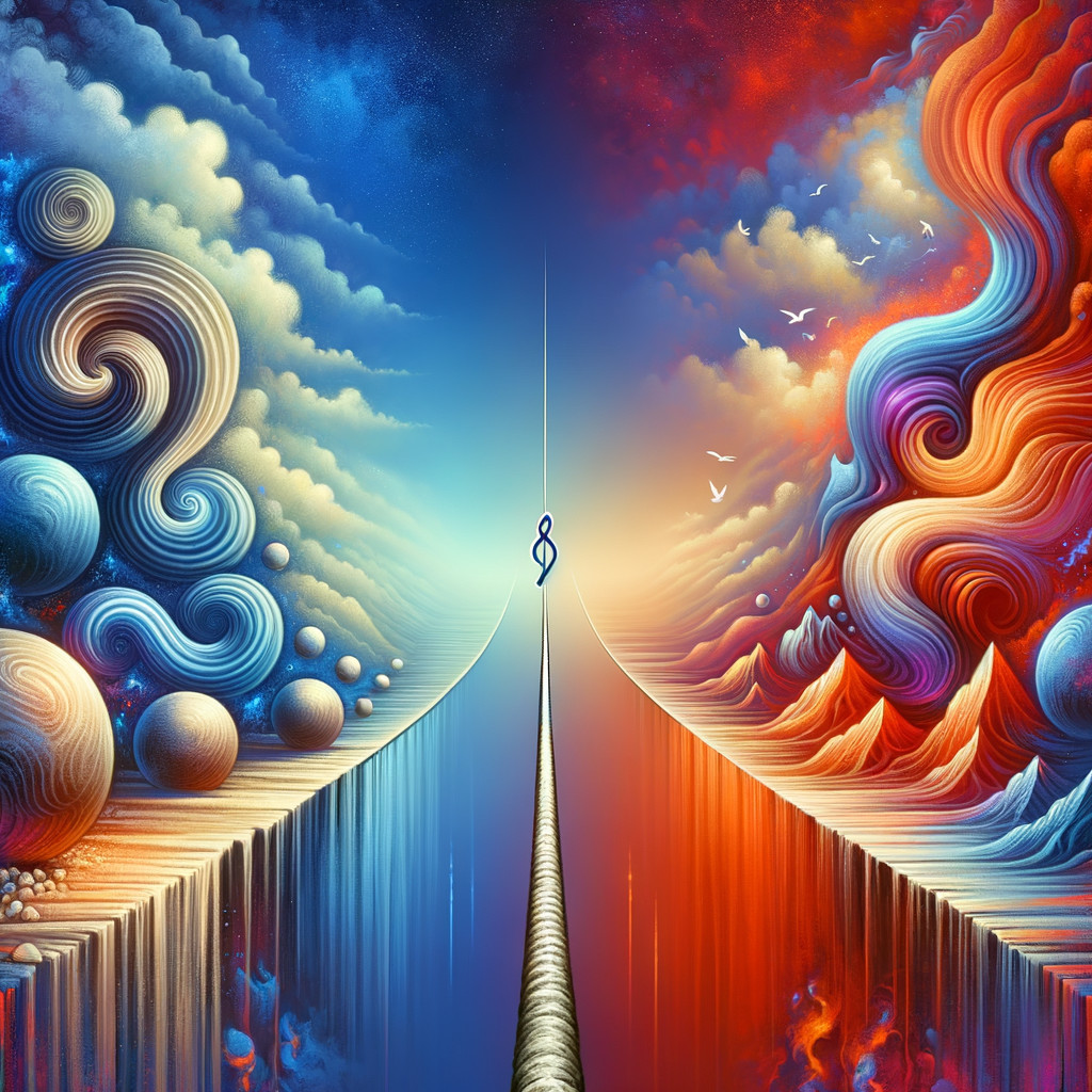 Surreal Landscape with Vibrant Duality and Pathway