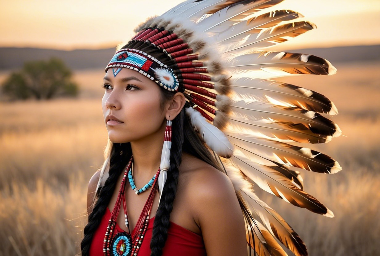 Young Woman in Vibrant Red Garment in Sunlit Field