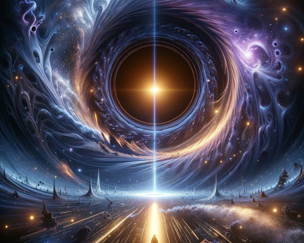 Cosmic Scene with Black Hole and Surrounding Galaxies