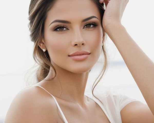 Young Woman with Natural Beauty and Elegant Style