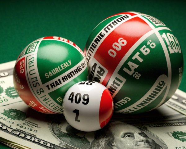 Colorful Lottery Balls on Dollar Bills Background