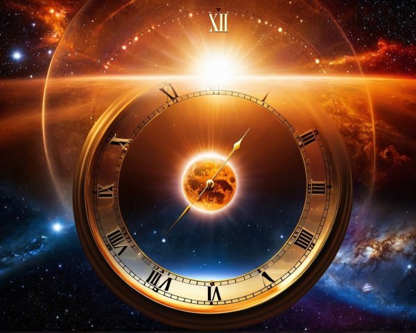 Steampunk Fantasy Clock Face in Cosmic Background